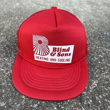 Vintage 1980  s Trucker Hat Snapback Mesh Cap Blind  Sons Heating Cooling