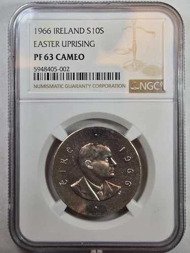 1966 Ireland 10 Shilling Easter Uprising NGC PF63 Cameo