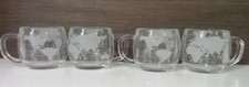 NESCAFE NESTLE ETCHED WORLD GLOBE  Vintage 1970's Drinking Glasses/Mugs Set Of 4