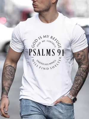 #ad Men#x27;S amp; Women#x27;S Christian Faith Inspired Psalms 91 Bible Verse T Shirt Size LG $9.95