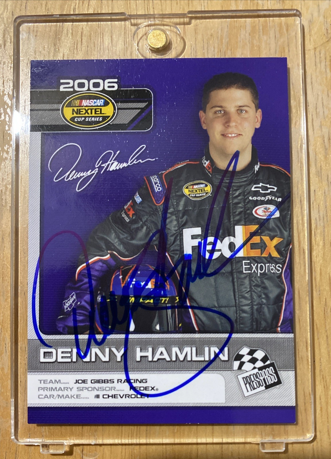 DENNY HAMLIN AUTOGRAPHED ROOKIE CARD - 2006 Press Pass - NEW CONDITION view 3