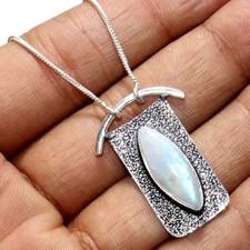 Classy Rainbow Moonstone 925 Silver Plated Necklace 18