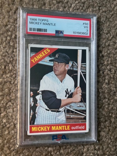 1966 Topps Mickey Mantle #50 PSA 3 New York Yankees Hall of Fame MVP Legend.