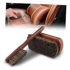 2PCS Horse Hair Brush for Leather,Soft Car Detailing Brushes Set with Concave 