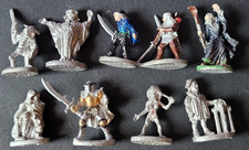 Vint Grenadier Miniatures Pewter 9 piece Lot 1980  s 1990  s wizards, warriors,etc