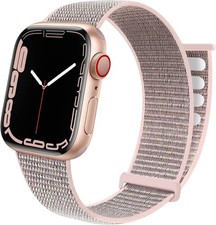 Braided Nylon Strap Compatible with Apple Watch 38mm 40mm Pink Sand