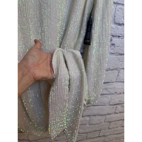 Nuevo con etiquetas Mini Vestido Retrofete Grace Terciopelo Recortado Blanco Lentejuelas Manga Larga Cinturón X - Imagen 7 de 13