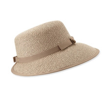 ERIC JAVITS Sunbust Visor Squishee Cap Sun Hat with Bow - Bark - RARE