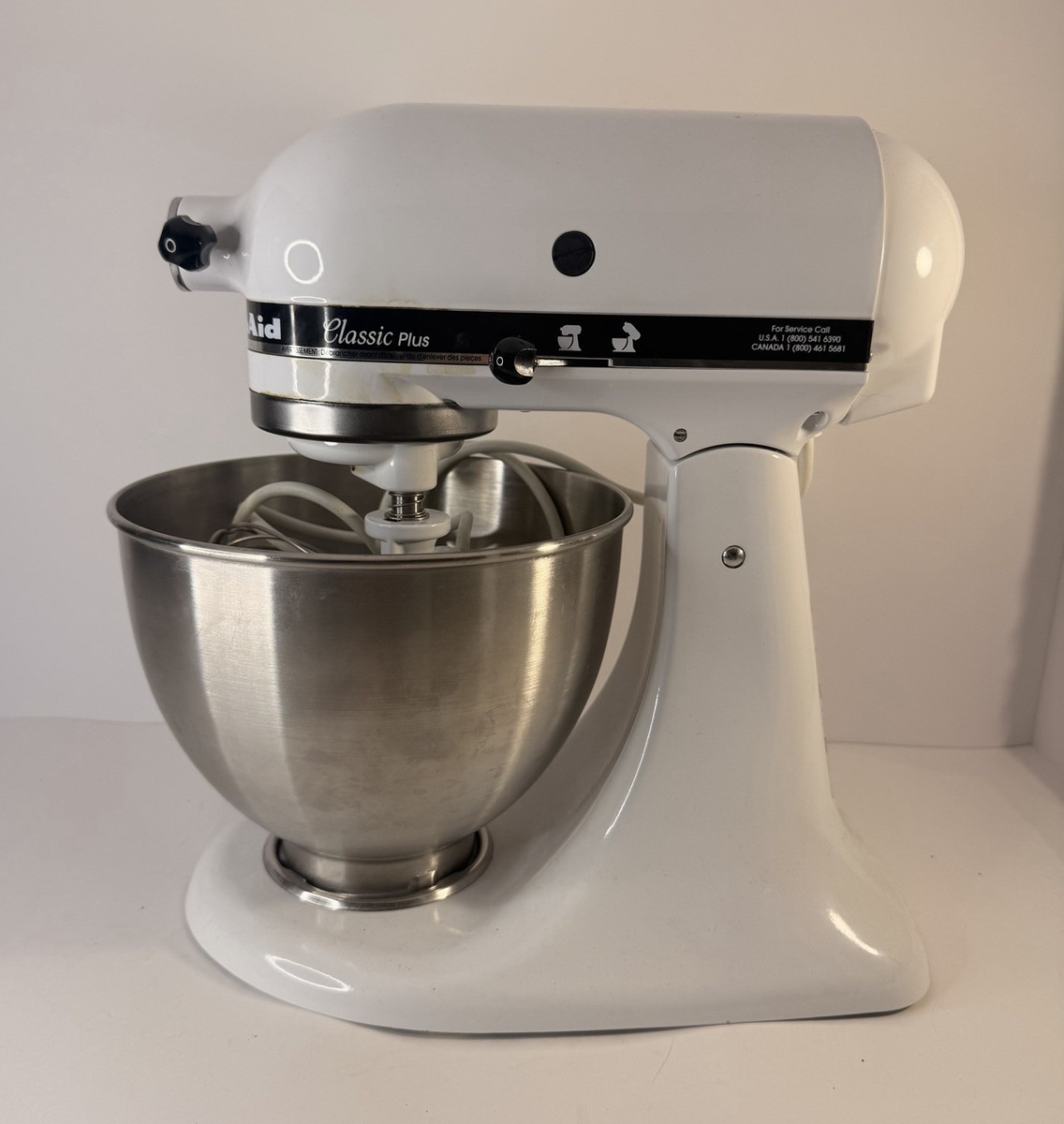 KitchenAid Classic Plus Stand Mixer White Stainless Steel Bowl