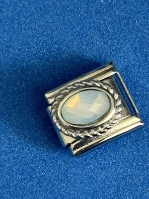 Weißer Regenbogenopal facettiert oval Edelstein Schmuck Charm Link für Nomination Armband