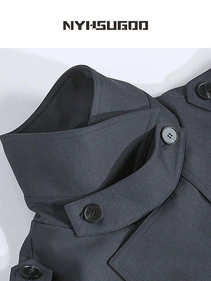 Original British Long Windbreaker Men Coat Autumn Double-breasted Loose Overcoat - Image 4 of 4