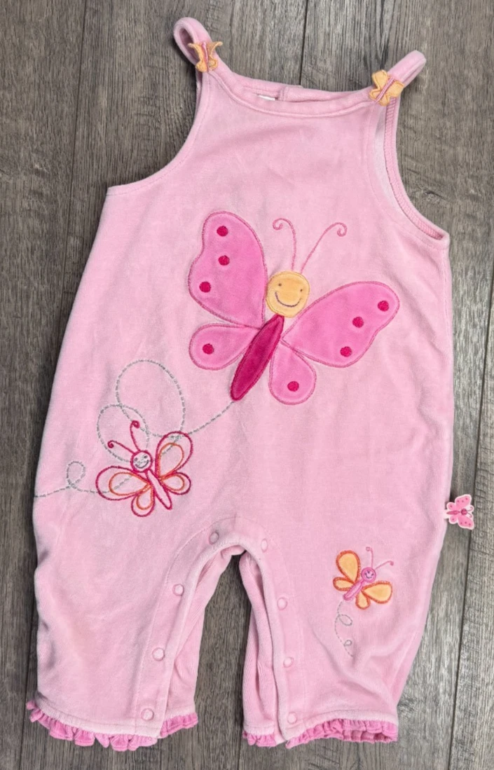 Baby Girl Clothes Koala Baby 3-6 Month Pink Velour Butterfly Overalls
