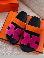 SANDALS HERMES CHYPRE ORANGE/PINK CASUAL SIZE EU 39 US 8.5