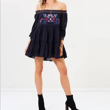NEW Free People Off The Shoulder Sunbeams Mini Dress Floral Embroidered XS