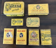 8 Vintage JG Dill?s Best Tobacco Tins All Different Pocket Tins 2 Samples Comp