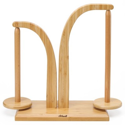 Yarn Holder for Knitting and Crocheting,Wooden Yarn Spinner with 2 Spindles b...