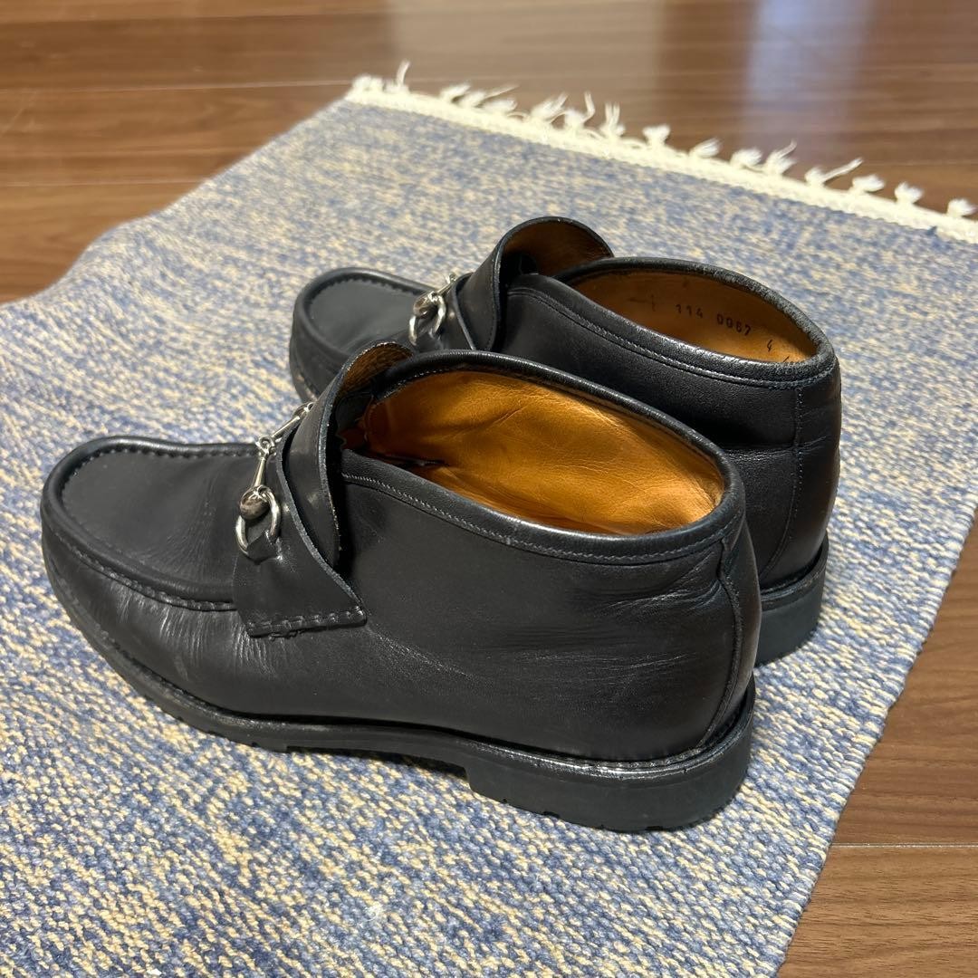GUCCI Short Boots Loafers Shoes Horse Bit EU 38 US 8 Leather Black Authentic thumbnail 3