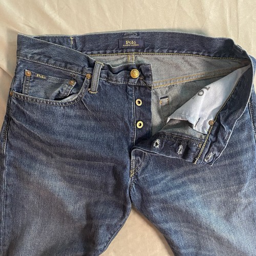 Polo Ralph Lauren Jeans Herren 33 The Sullivan Slim Crop Blau Distressed Buttonfly - Bild 9 von 18