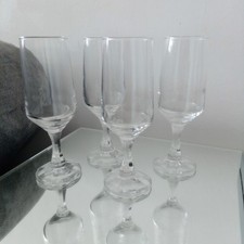 Small Flute Wine glasses 4 Traditional Classic Shaped Stemmed Drinking Glass set
