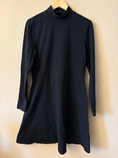 GAP Tall Large Black Mock Neck Dress Long Sleeve Midi Minimalist