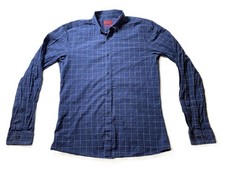 Hugo Boss - Men's Medium Extra Slim Fit Navy Blue Striped Long Sleeve Shirt