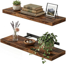 Wood Floating Shelves for Wall, 22" Long Wall Mounted Shelves for Living Room, B