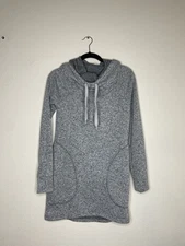 SOYBU Gray Hooded COWL Knit TUNIC Dress Women's Size MEDIUM