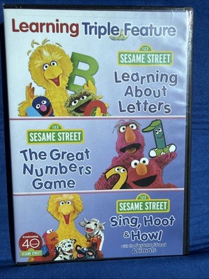 Sesame Street Learning Triple Feature DVD 3-Disc Set 2010 Letters Numbers Hoot