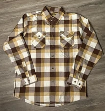 Dixxon Flannel Company THE RAMBLER Brown Buffalo Plaid Button Up Down Shirt L