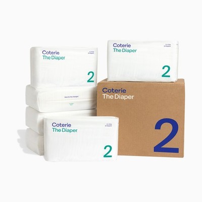 Brand New Coterie Ultra Soft Diapers Size 2 Monthly Supply - Unopened, In Hand