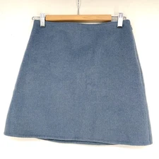 Club Monaco Wool Blend Mini Pencil Skirt Blue Zip Side Women's Size 4 Small