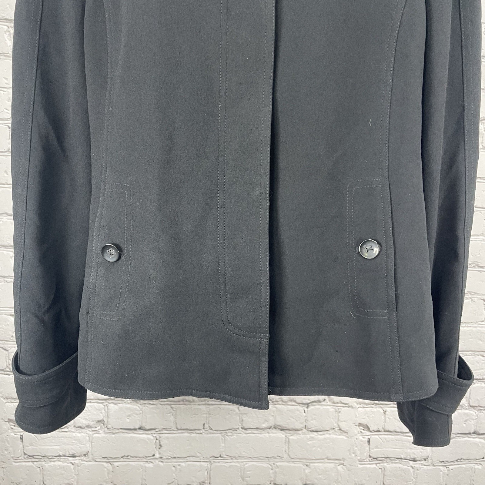 Ellen Tracy Black Classic Buttoned Collared Lined… - image 8