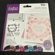 Crafter's Companion Stamp Clear Cling Set Floral Heart 10 pc Photopolymer Crafts