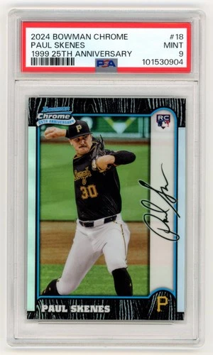 2024 Bowman Chrome Paul Skenes 1999 25th Anniversary RC – PSA 9 MINT no reserve