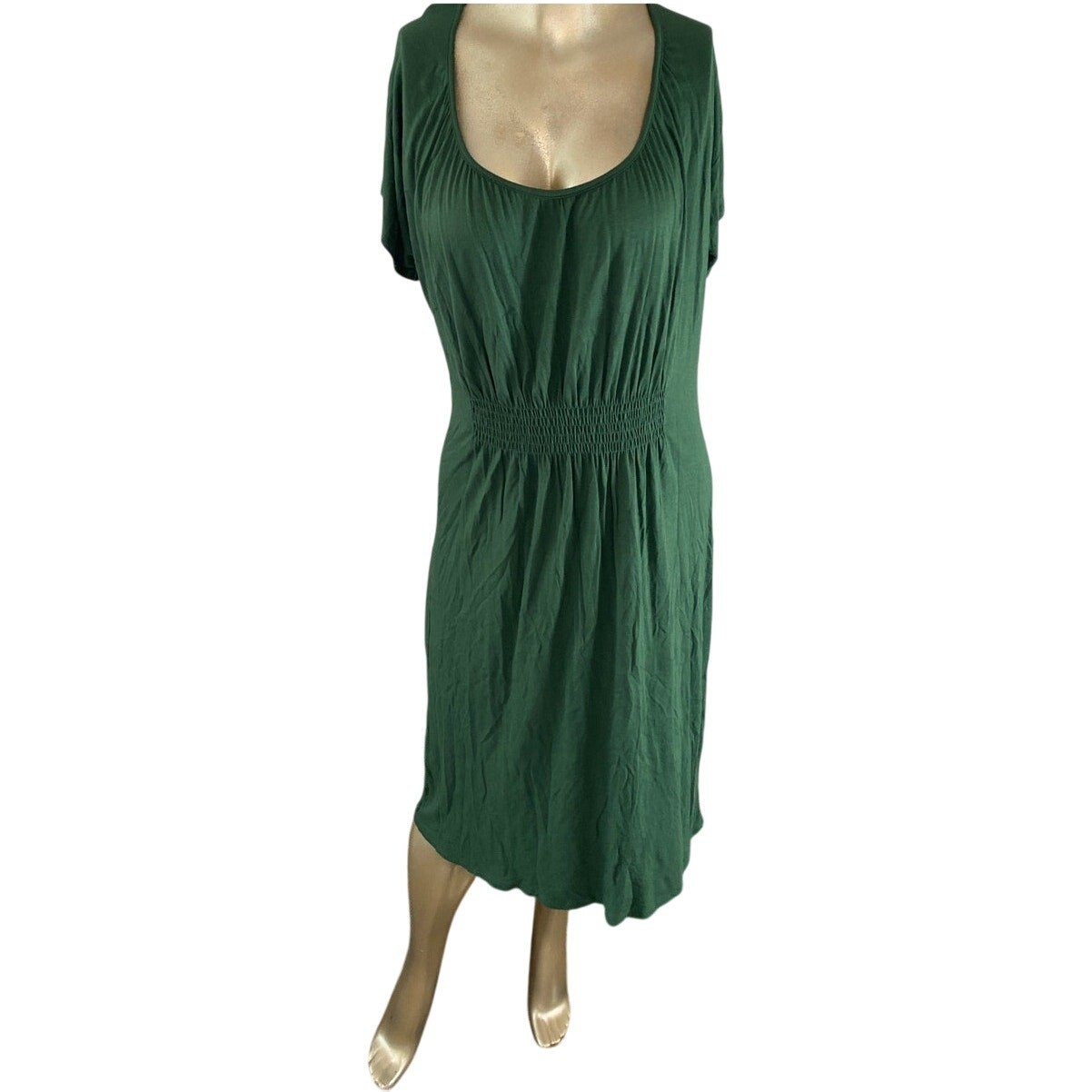 Gap Women Large Green Midi Short Sleeve Stretch Dress NWT