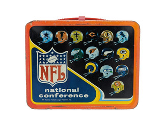 Vintage 1976 NFL National Conference King Seeley Thermos Metal Lunch Box