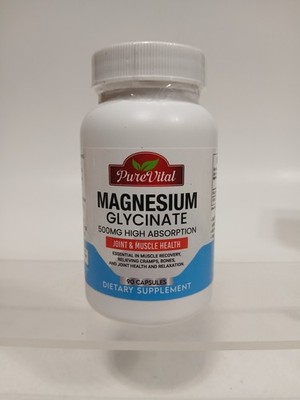 Pure Vital Magnesium Glycinate 500mg New Sealed 90ct 6/26