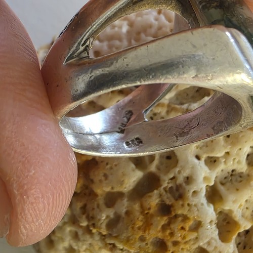 Bellissimo anello in argento sterling 950 con agata muschio. La taglia è US 8. U 57. - Foto 9 di 9