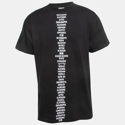 VETEMENTS 半袖Tシャツ XS Vetements Black Languages Print Cotton Crew Neck Half Sleeve T