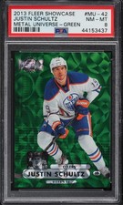2013 Fleer Showcase Precious Metal Gems Green Justin Schultz /10 PSA 8 pop 1/1
