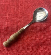 WMF Zuckerl&ouml;ffel Burgund Besteck L&ouml;ffel mit Holzgriff 13,2 cm Cromargan