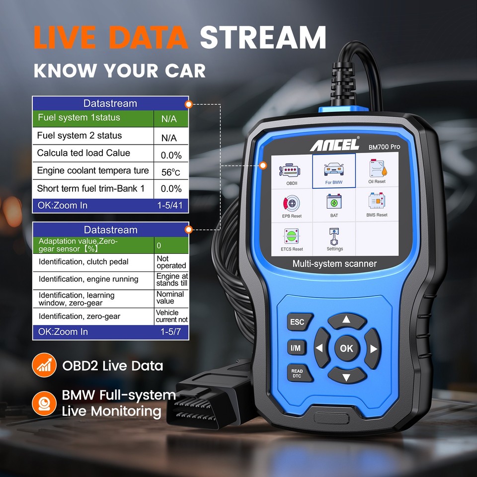ANCEL BM700-PRO-US for BMW/Mini/RR Scanner Battery Registration OBD2 ...