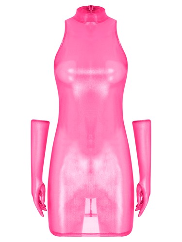 Womens Clubwear Halloween Bodycon Dress Sexy Outfit Gift Lingerie Glossy Bikini - Picture 30 of 114