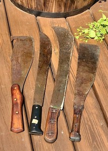 Vintage Machete Lot Of 4, Corneta, Plymouth, And Unknown Sugar Cane Machetes 