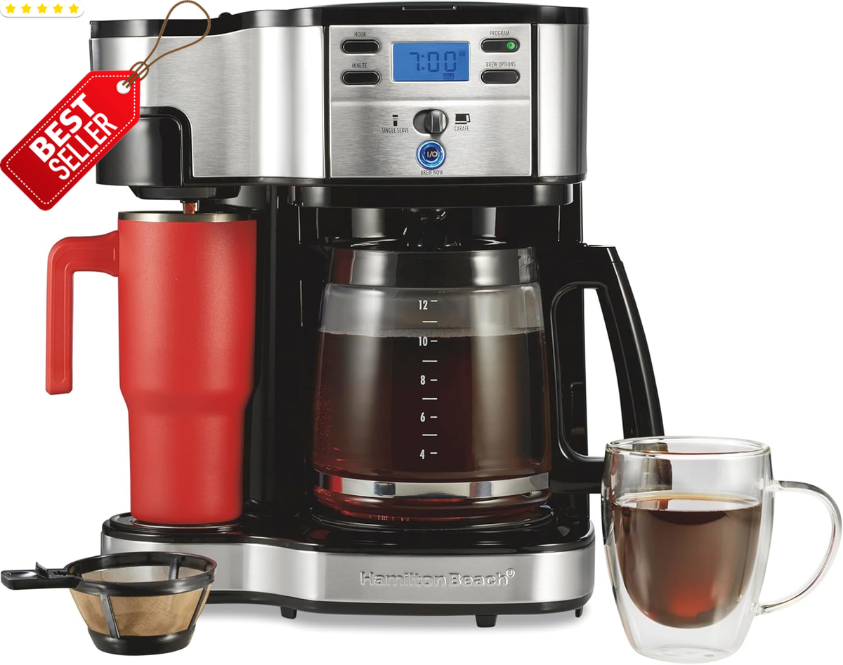 家電 2WAY DRIP MACHINE 2 Way Coffee Maker 12 Cup Programmable Drip and Single Serve