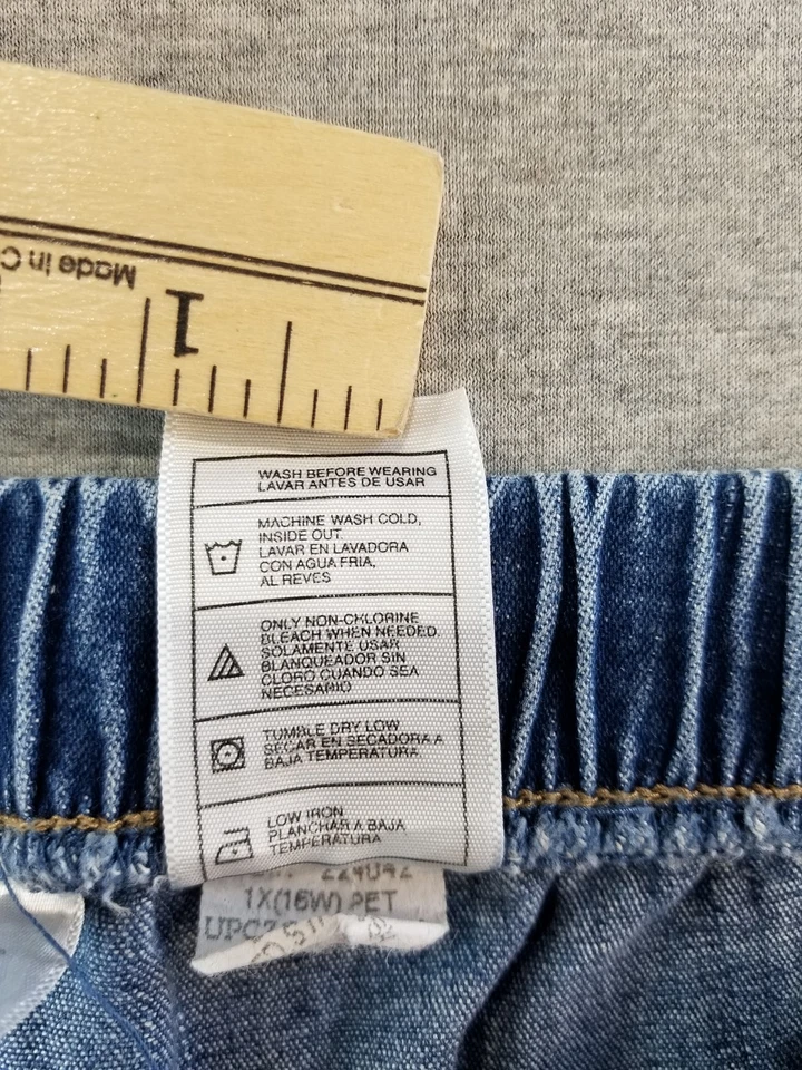 Just My Size Jeans Women's Sz 1X Petite Pull On Stretch Waist MedWash Normcore - Image 4 of 4