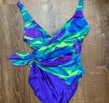 Vintage Oscar De La Renta Swimsuit One Piece Animal Print Sz 12 80s Old Stock