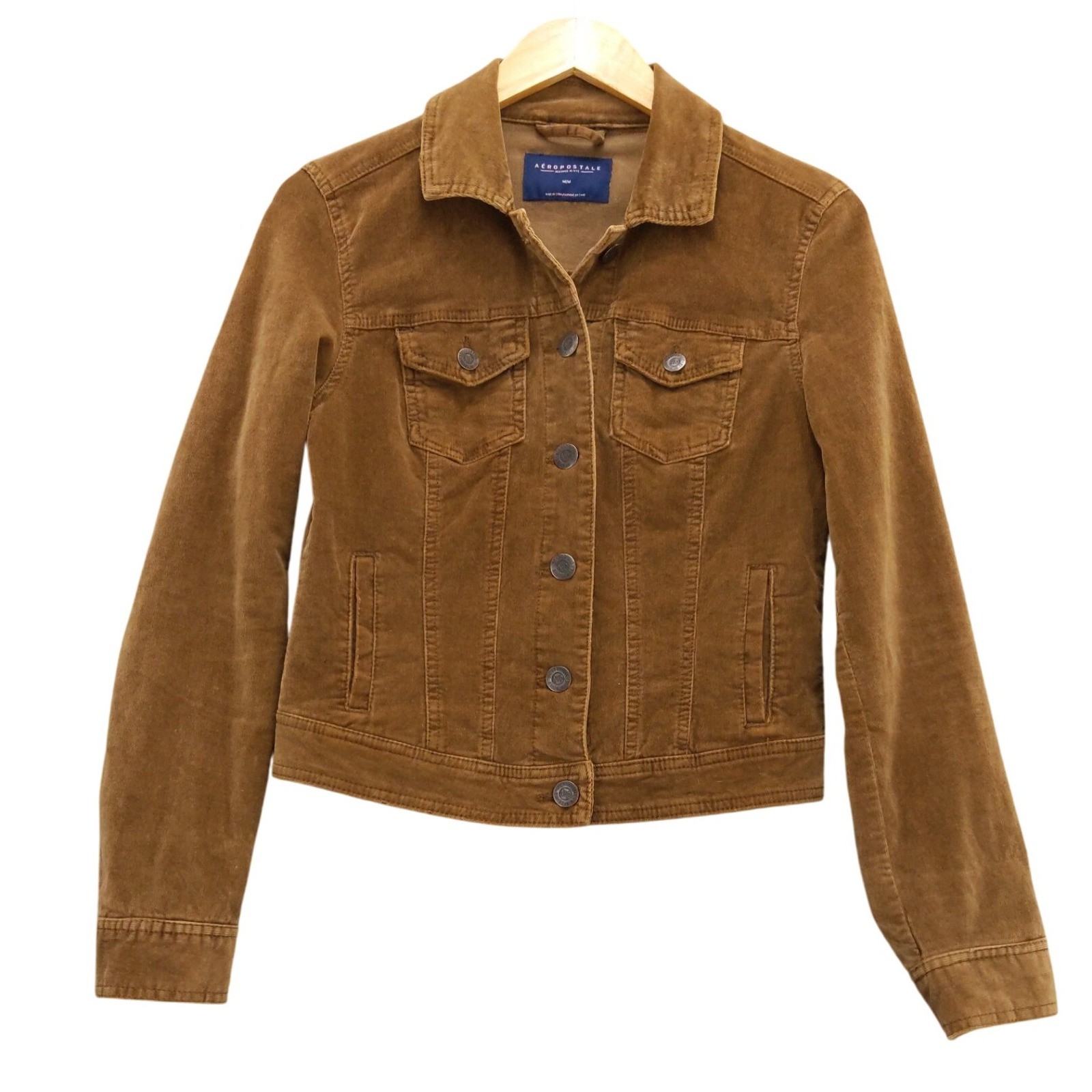 Aeropostale Womens M Medium Brown Corduroy Button Up Trucker Jacket