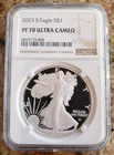 2023-S AMERICAN PROOF SILVER EAGLE, NGC PF 70 ULTRA CAMEO, NGC Brown Label