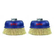 2 Pack Wire Cup Brush, 4 Inch Coarse Crimped Cup Brush for Grinders, with 5/8 In
